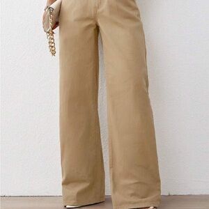 Stylish Tan Wide-Leg Pants